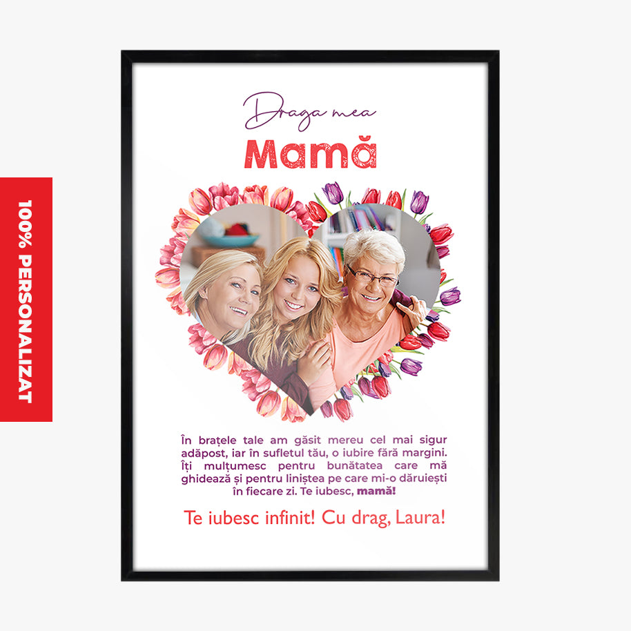 Tablou Personalizat cu Lalele — „Draga mea mama” 🌷❤️