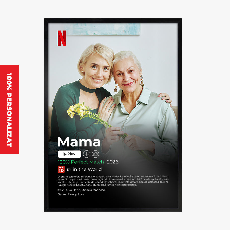 Tablou Personalizat Poster Netflix — Povestea Mamei ca un Film 🎬❤️