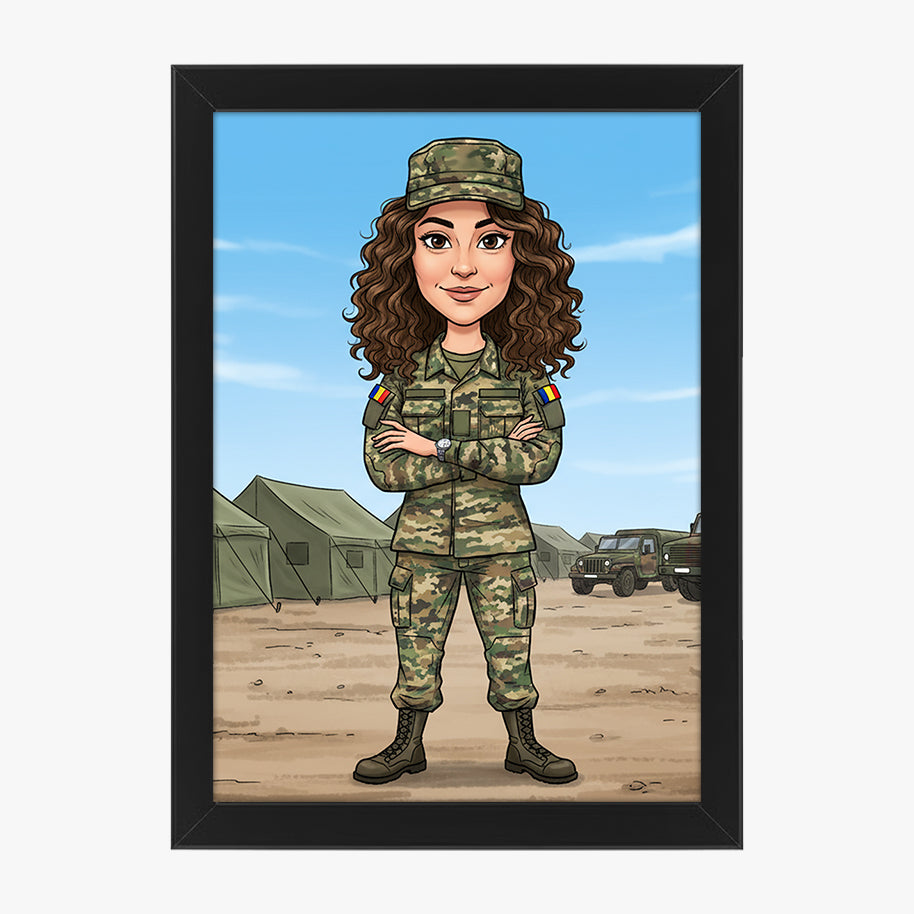 Tablou personalizat caricatură – Militar | Cadou simbolic și unic pentru soldați și pasionați de armată