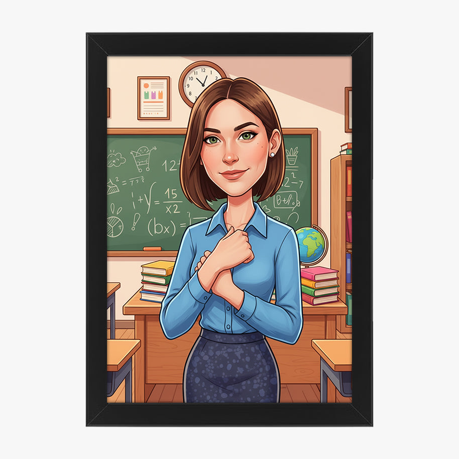 Tablou personalizat caricatură – Profesor | Cadou original și emoționant pentru cadre didactice și educatori