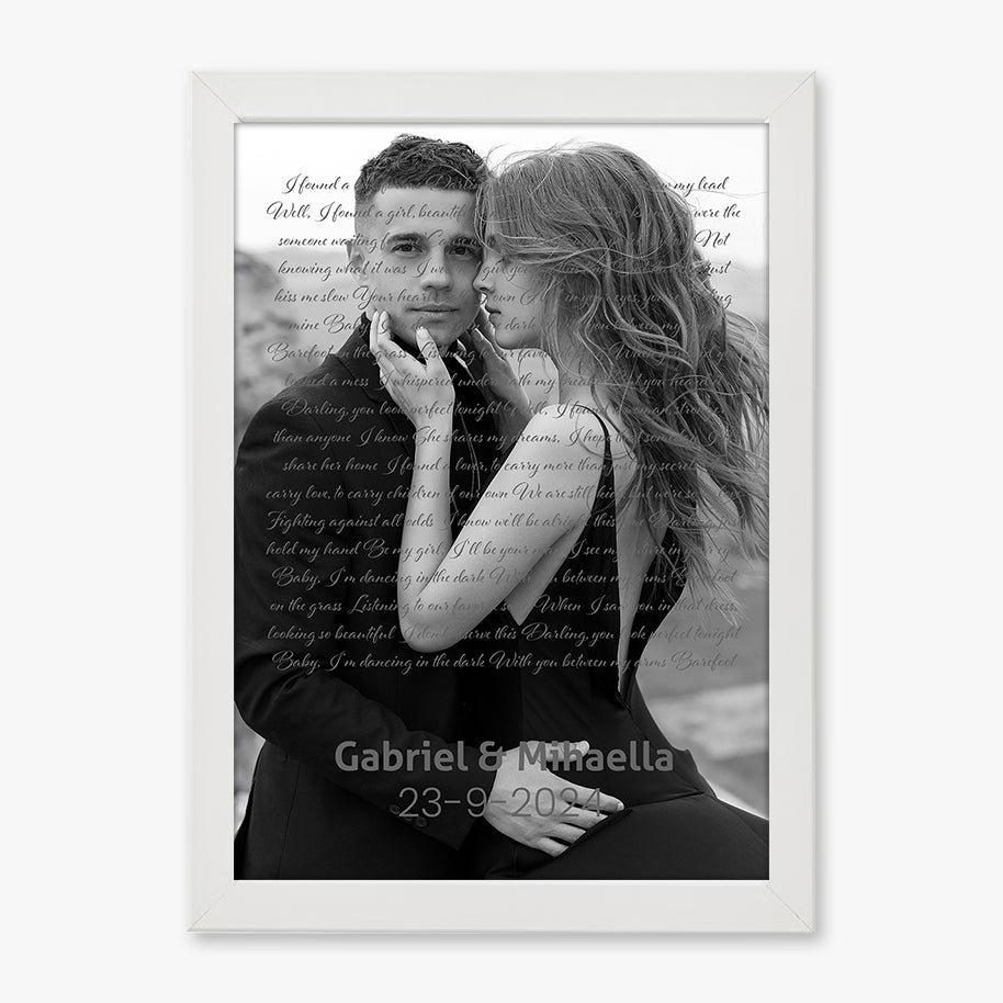 Tablou personalizat cu fotografie și text – Cadou romantic pentru cupluri și aniversări