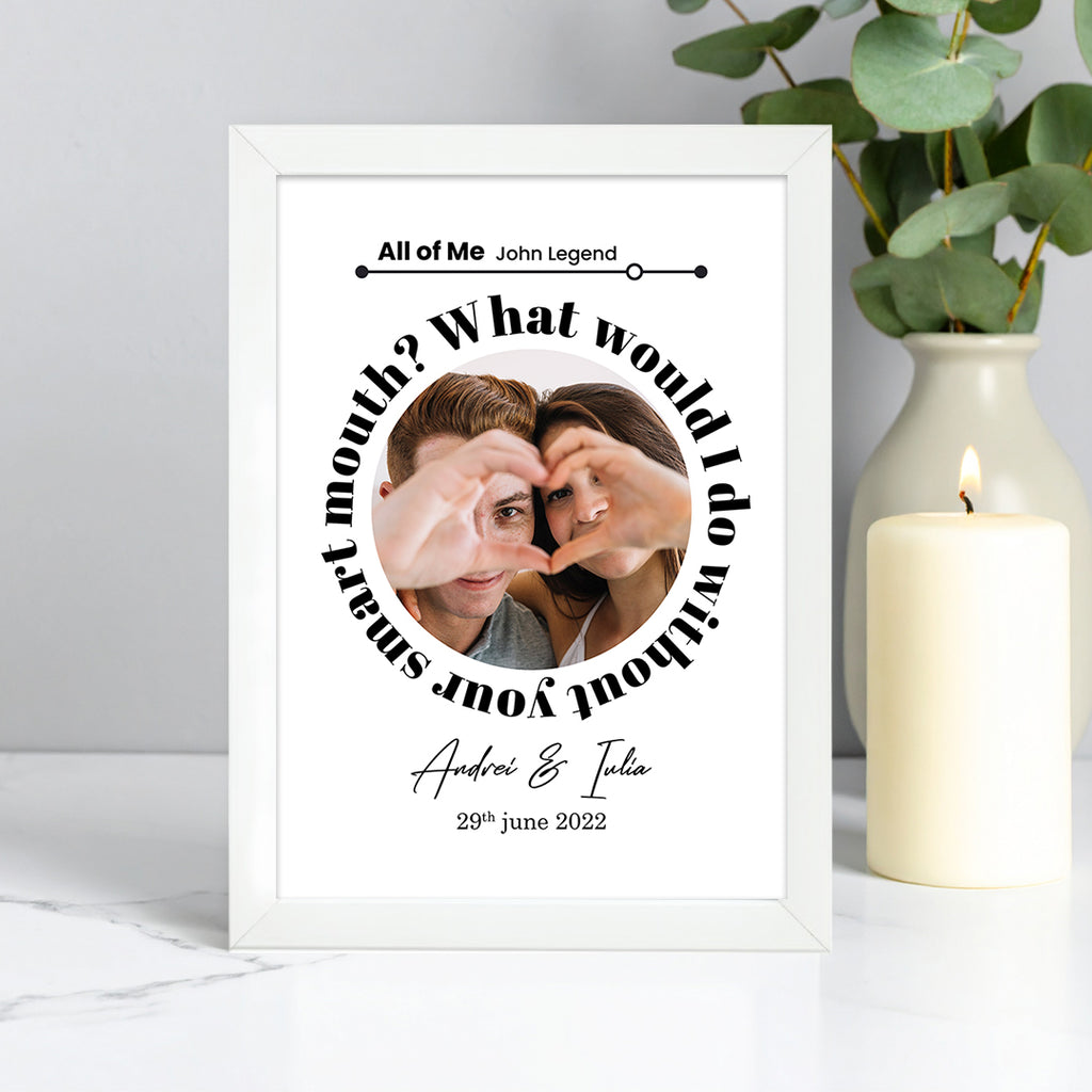 Tablou personalizat cu versuri de melodie – Cadou romantic pentru cupluri