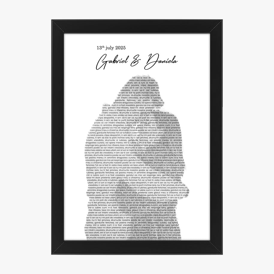 Tablou personalizat siluetă cu text – Cadou romantic pentru cupluri