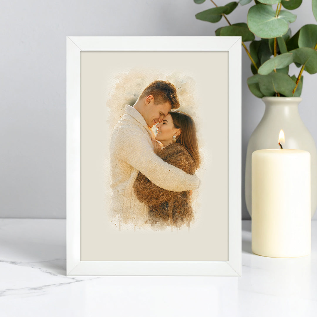 Tablou personalizat cu efect acuarelă – Cadou romantic pentru cupluri