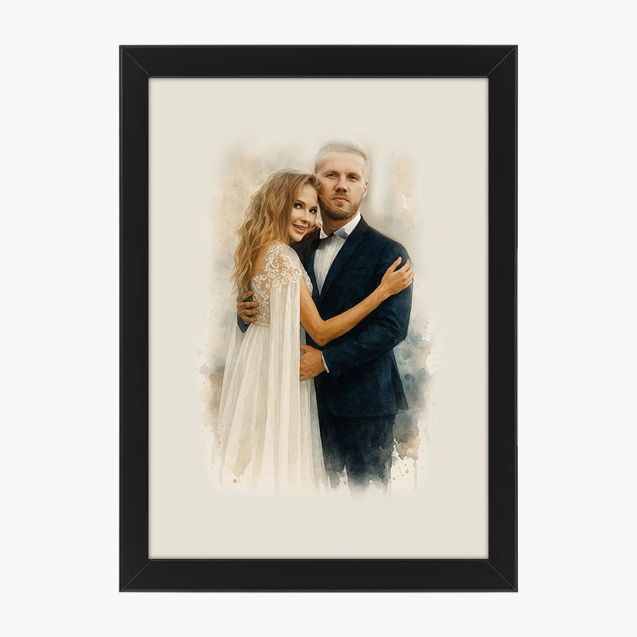 Tablou personalizat cu efect acuarelă – Cadou artistic pentru cupluri și familie