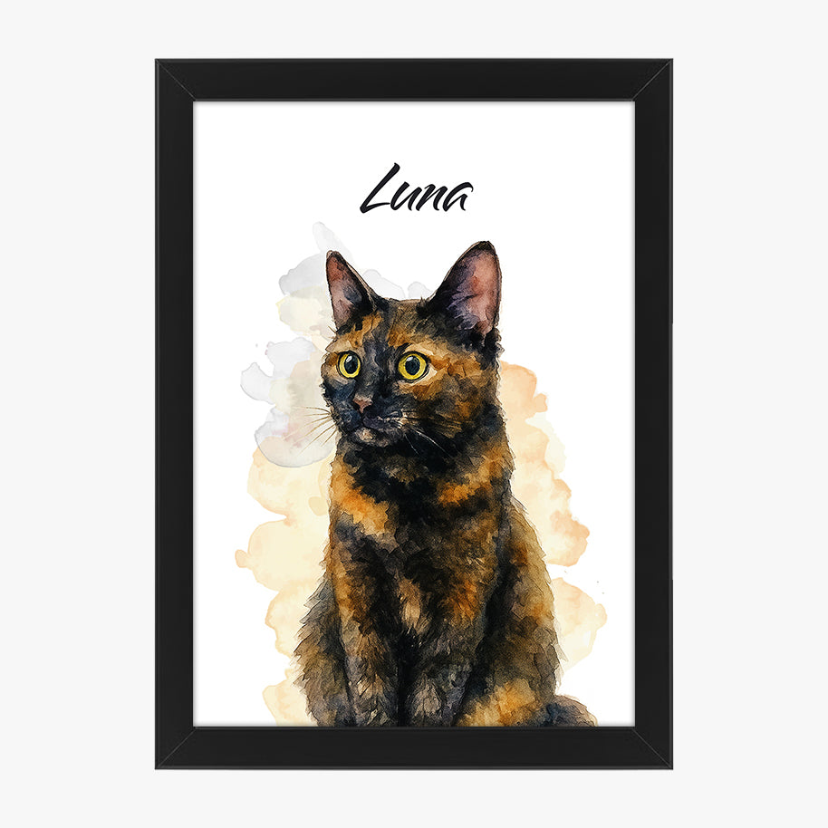 Tablou personalizat animal de companie cu efect acuarelă și nume