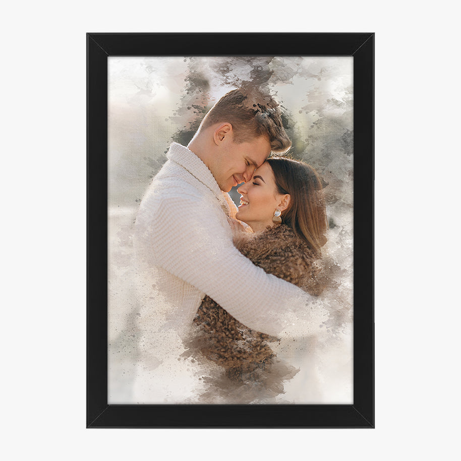 Tablou personalizat cu efect acuarelă și textură pânză – Cadou artistic pentru cupluri și familie