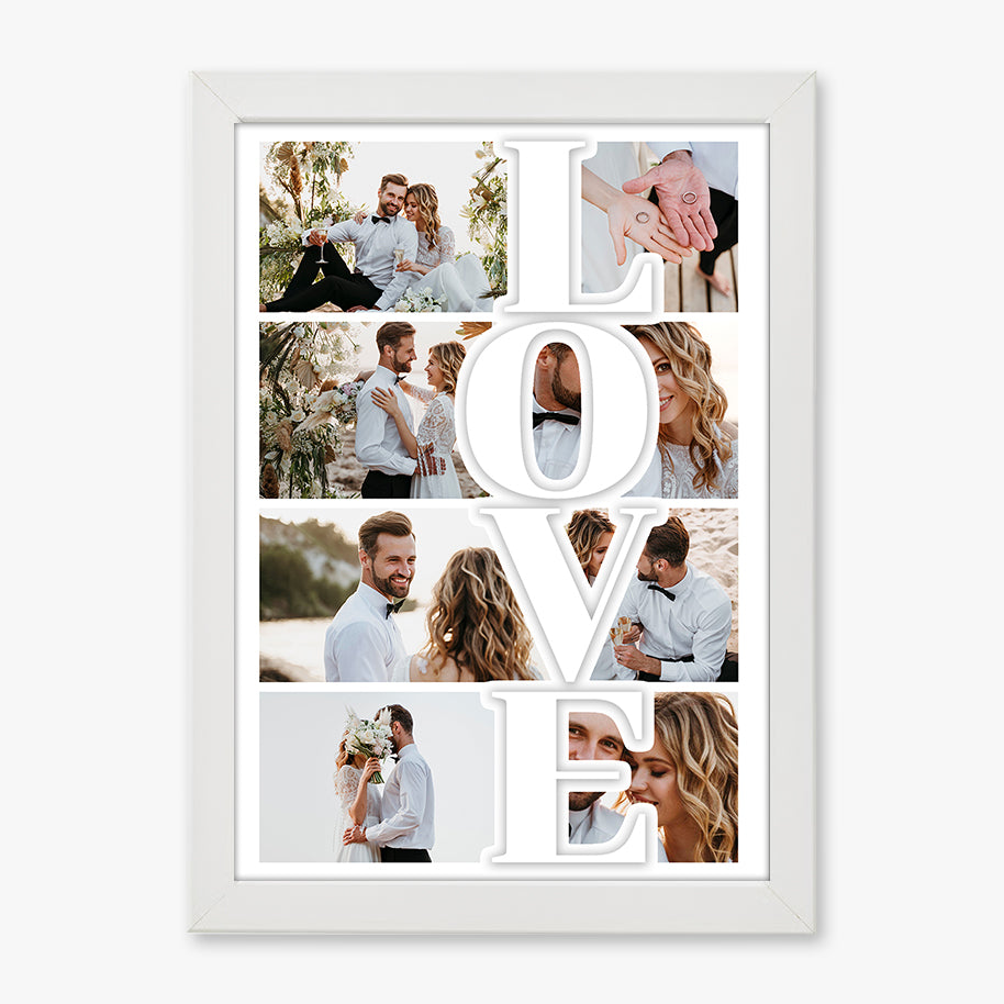 Tablou colaj LOVE personalizat – Cadou romantic pentru cupluri și nuntă