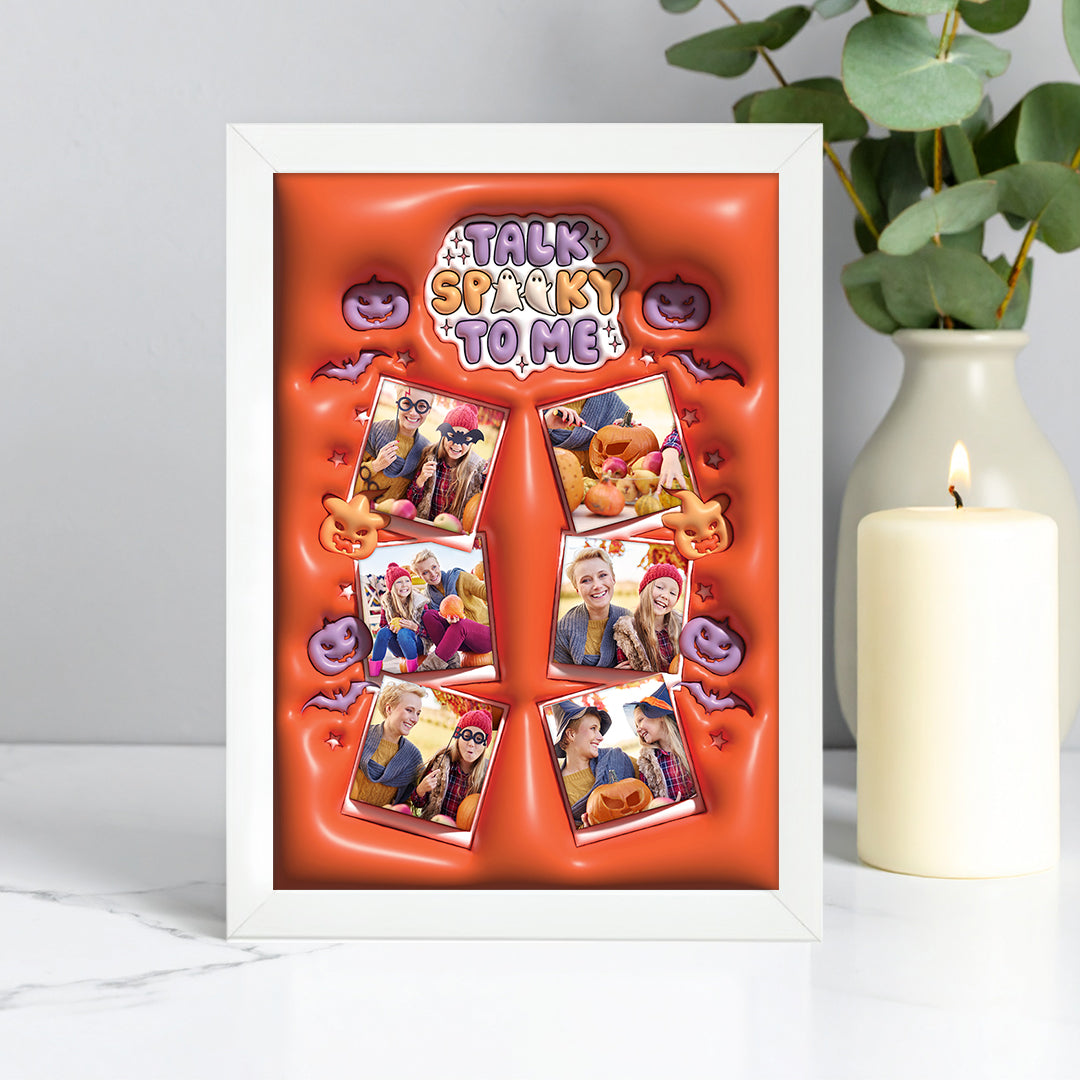 Tablou personalizat tematic Halloween – Colaj foto decorativ „Talk Spooky to Me”