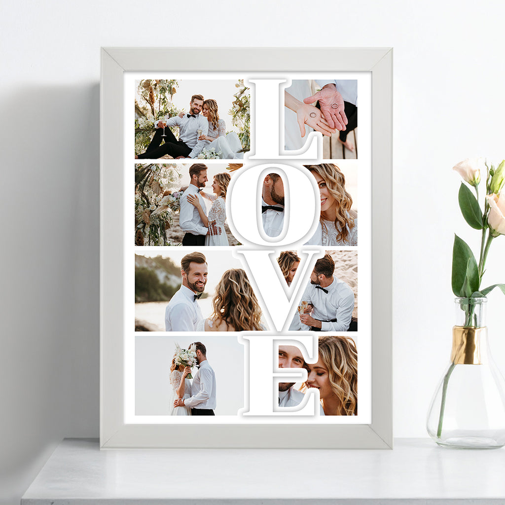 Tablou colaj LOVE personalizat – Cadou romantic pentru cupluri și nuntă