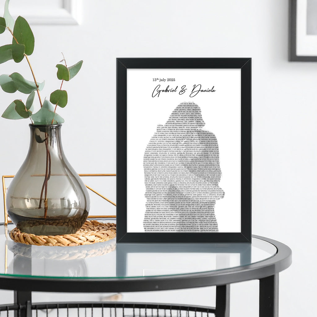 Tablou personalizat siluetă cu text – Cadou romantic pentru cupluri