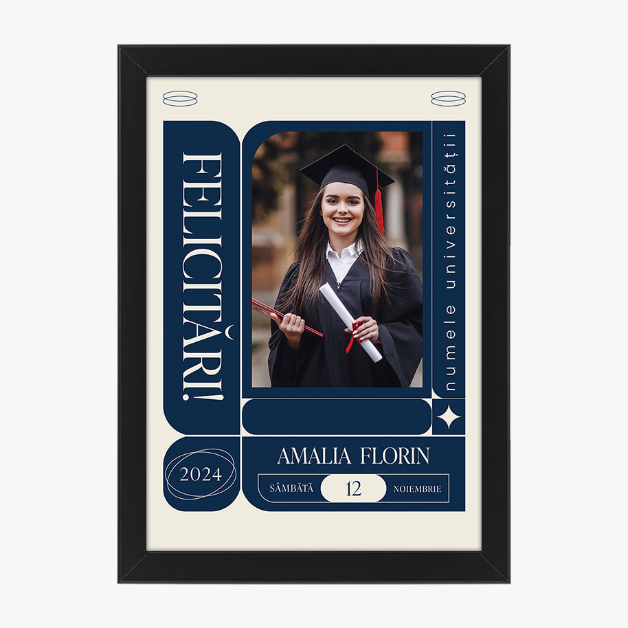 Tablou personalizat absolvire – Portret absolvent cu nume și universitate