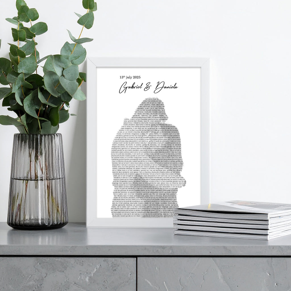 Tablou personalizat siluetă cu text – Cadou romantic pentru cupluri
