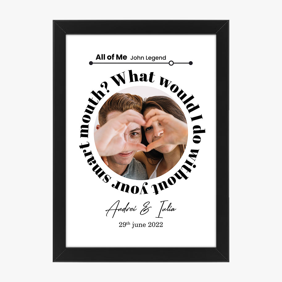 Tablou personalizat cu versuri de melodie – Cadou romantic pentru cupluri