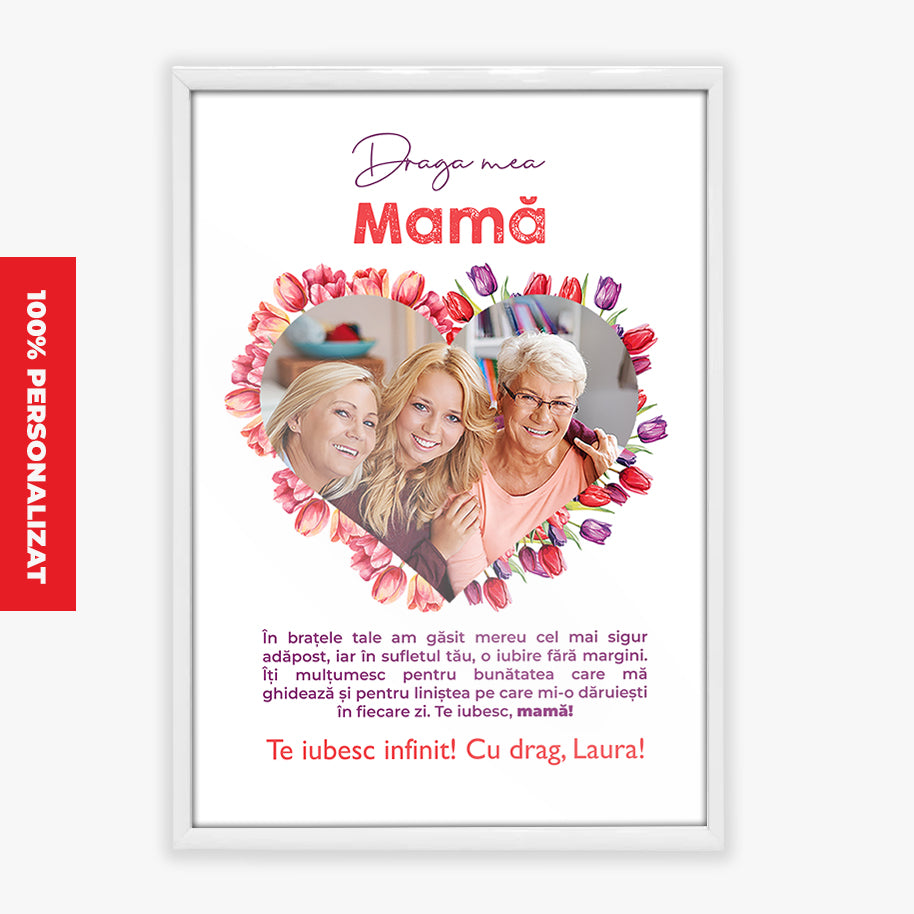 Tablou Personalizat cu Lalele — „Draga mea mama” 🌷❤️
