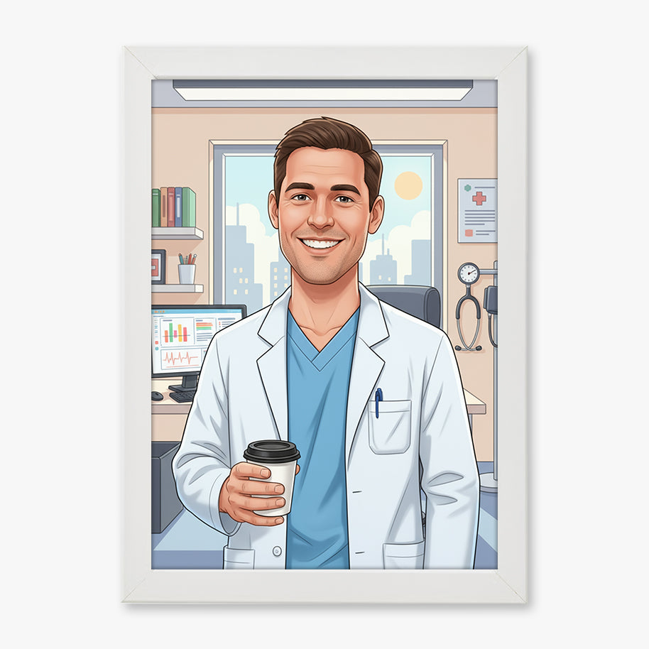 Tablou personalizat caricatură – Doctor | Cadou unic și amuzant pentru medici și profesioniști din domeniul sănătății