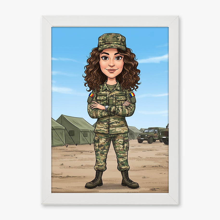 Tablou personalizat caricatură – Militar | Cadou simbolic și unic pentru soldați și pasionați de armată