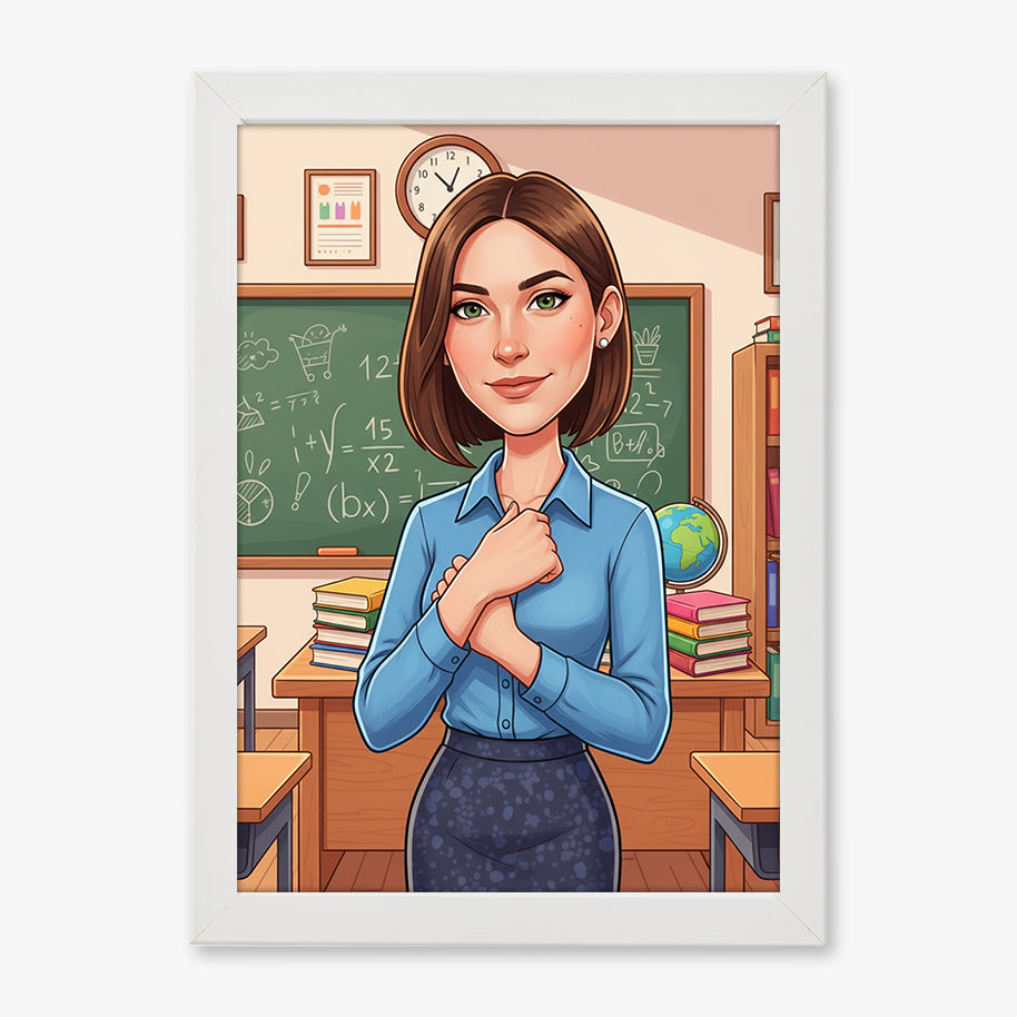 Tablou personalizat caricatură – Profesor | Cadou original și emoționant pentru cadre didactice și educatori