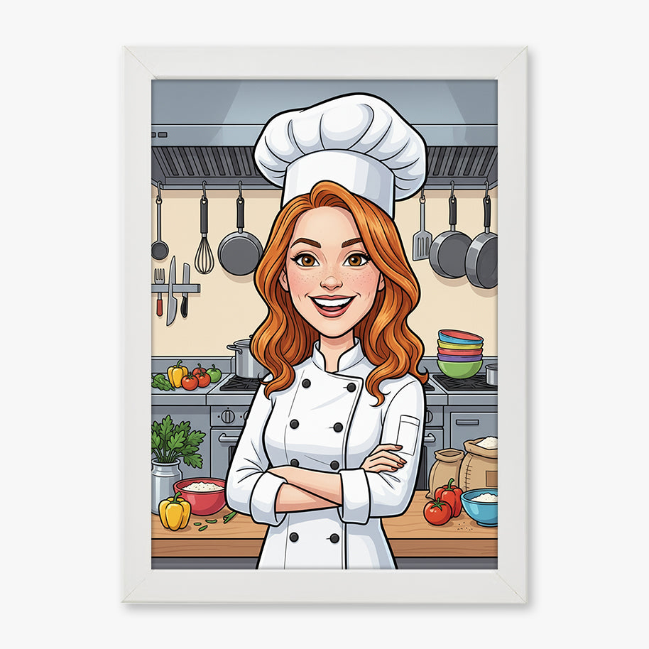Tablou personalizat caricatură – Bucătar/șefă de echipă | Cadou original și amuzant pentru pasionații de gastronomie