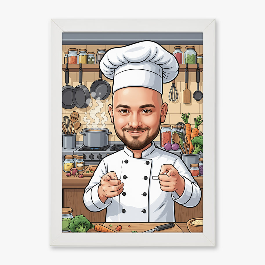 Tablou personalizat caricatură – Bucătar | Cadou original și amuzant pentru pasionații de gastronomie