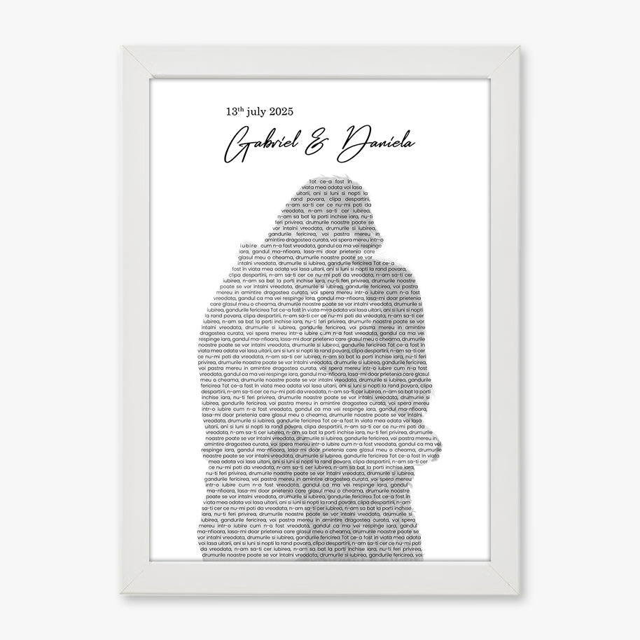 Tablou personalizat siluetă cu text – Cadou romantic pentru cupluri