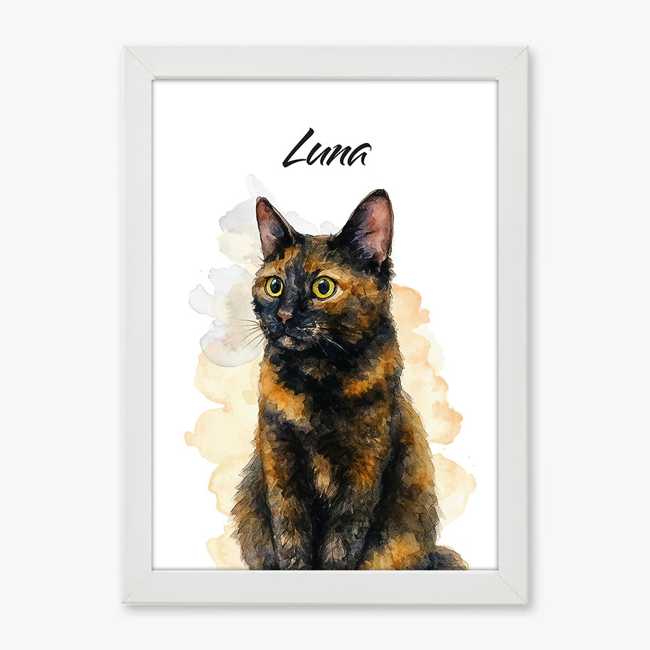 Tablou personalizat animal de companie cu efect acuarelă și nume