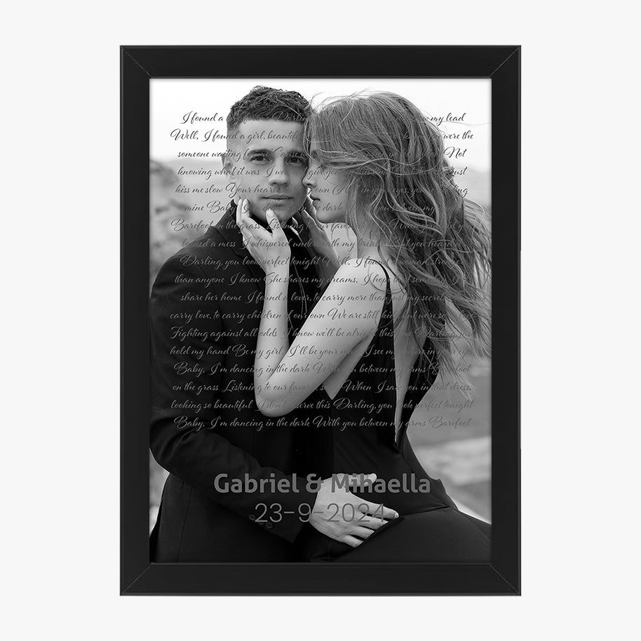 Tablou personalizat cu fotografie și text – Cadou romantic pentru cupluri și aniversări