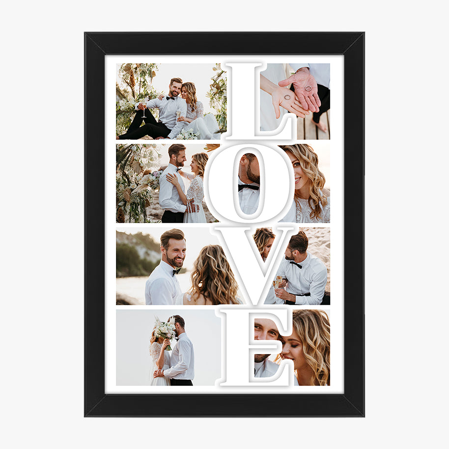 Tablou colaj LOVE personalizat – Cadou romantic pentru cupluri și nuntă