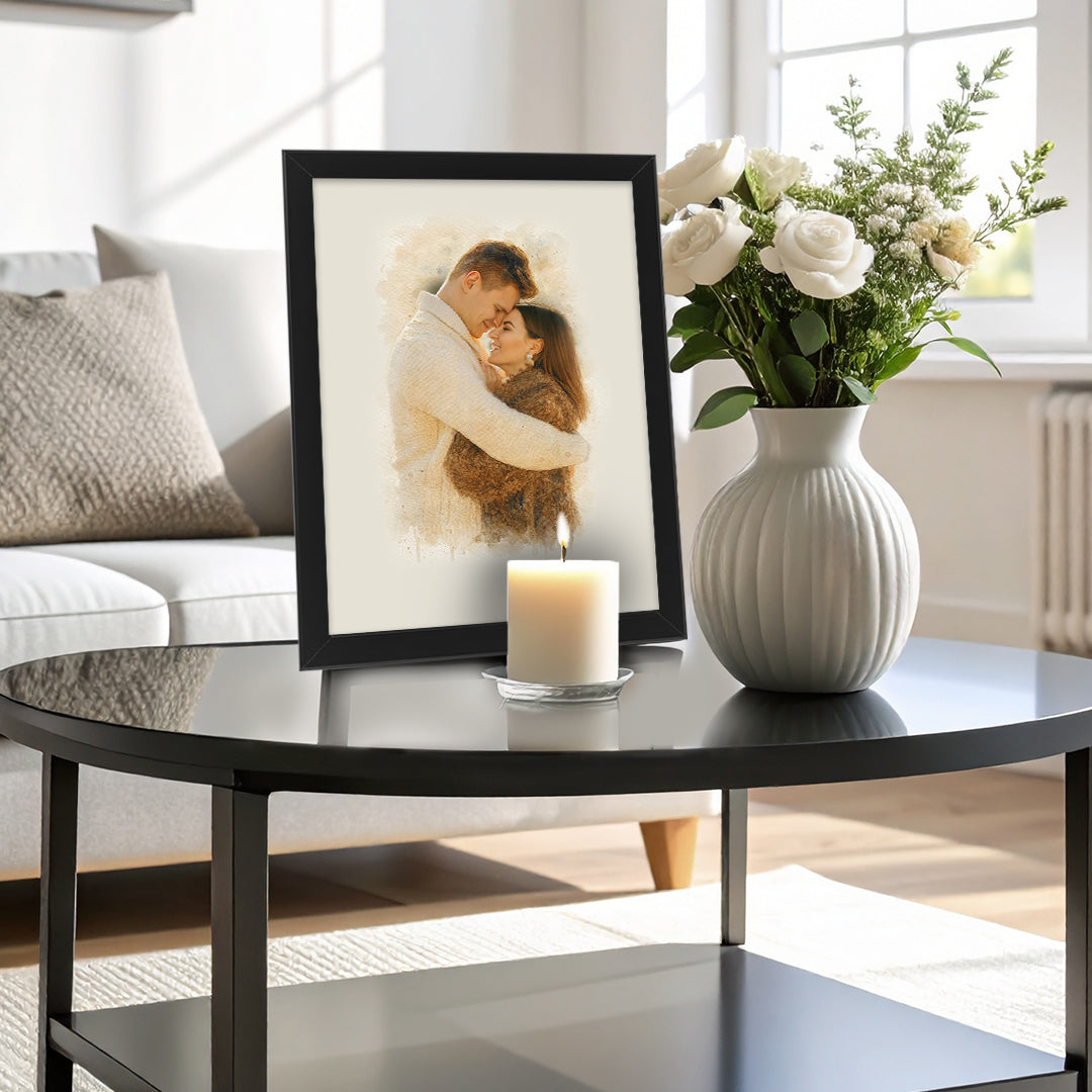 Tablou personalizat cu efect acuarelă – Cadou romantic pentru cupluri