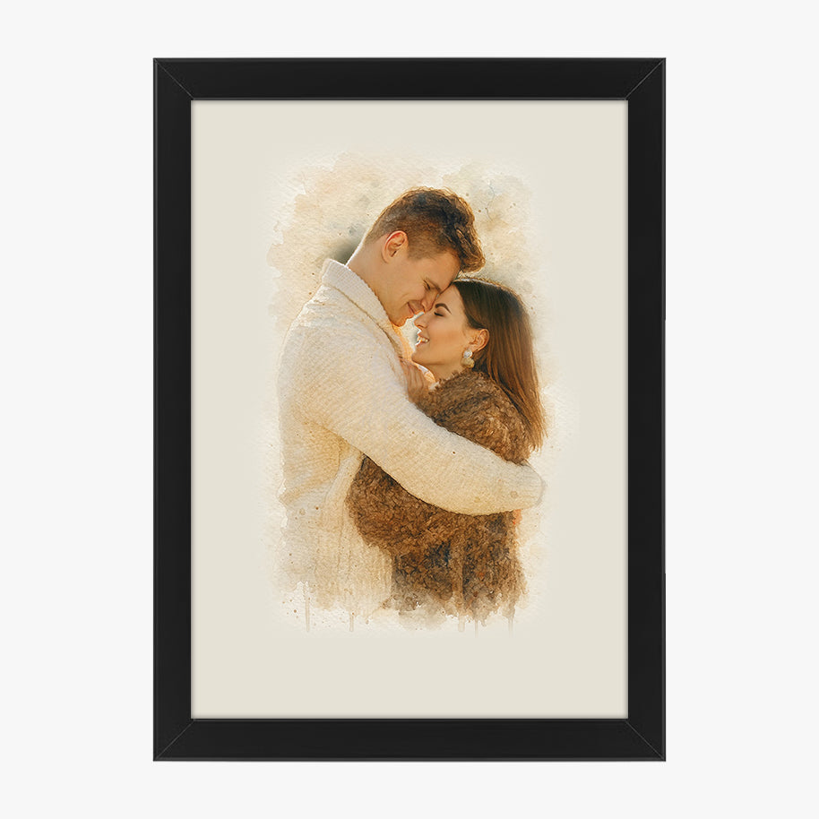 Tablou personalizat cu efect acuarelă – Cadou romantic pentru cupluri