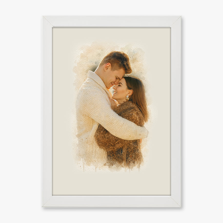 Tablou personalizat cu efect acuarelă – Cadou romantic pentru cupluri