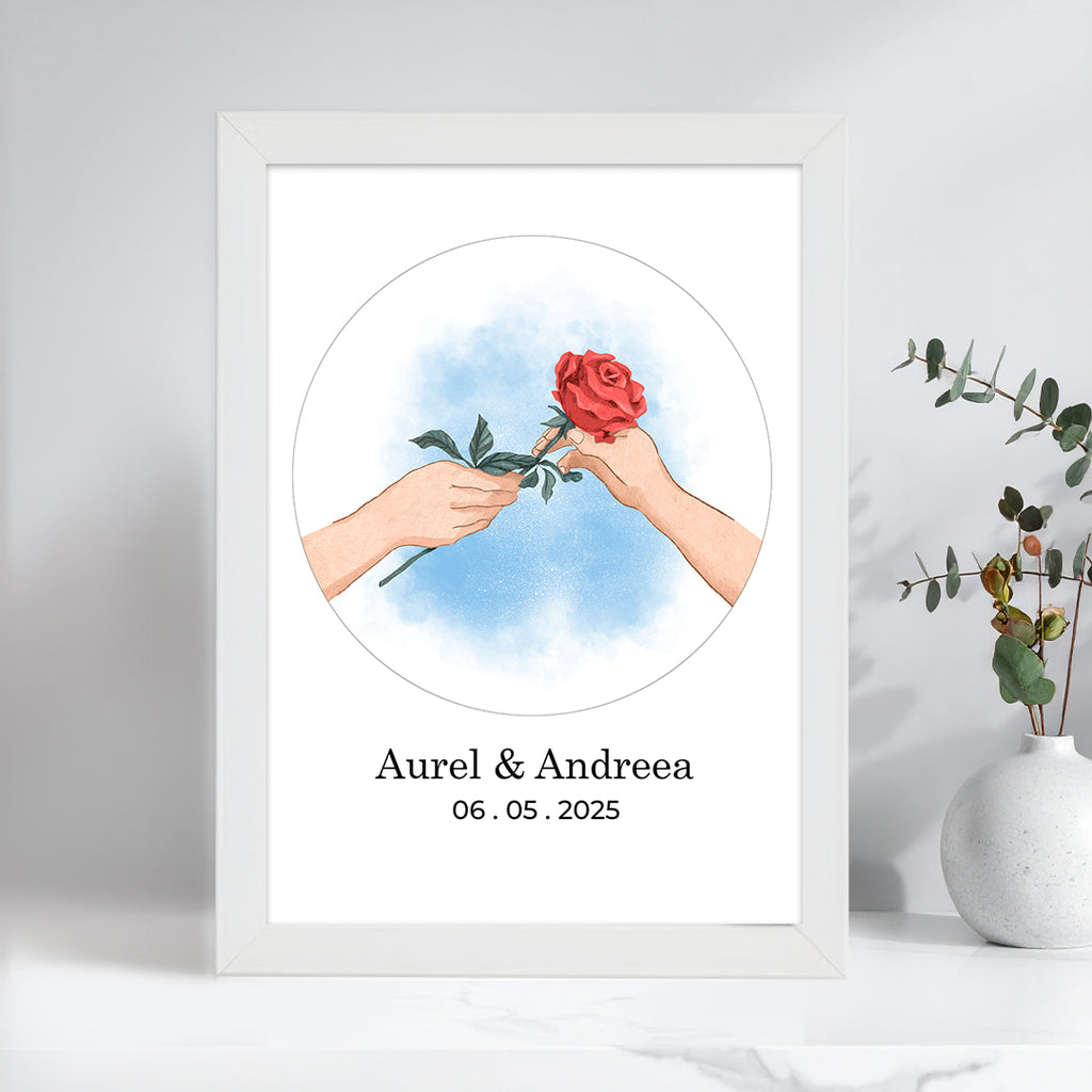 Tablou personalizat romantic cu trandafir – Cadou pentru cupluri și aniversări
