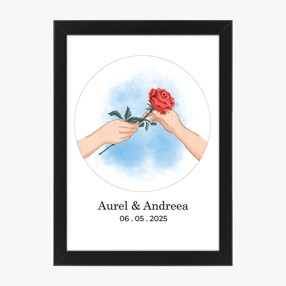 Tablou personalizat romantic cu trandafir – Cadou pentru cupluri și aniversări