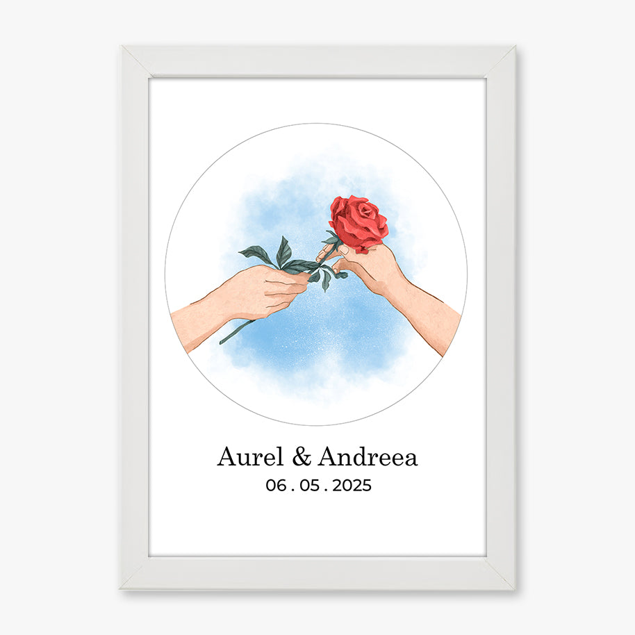 Tablou personalizat romantic cu trandafir – Cadou pentru cupluri și aniversări
