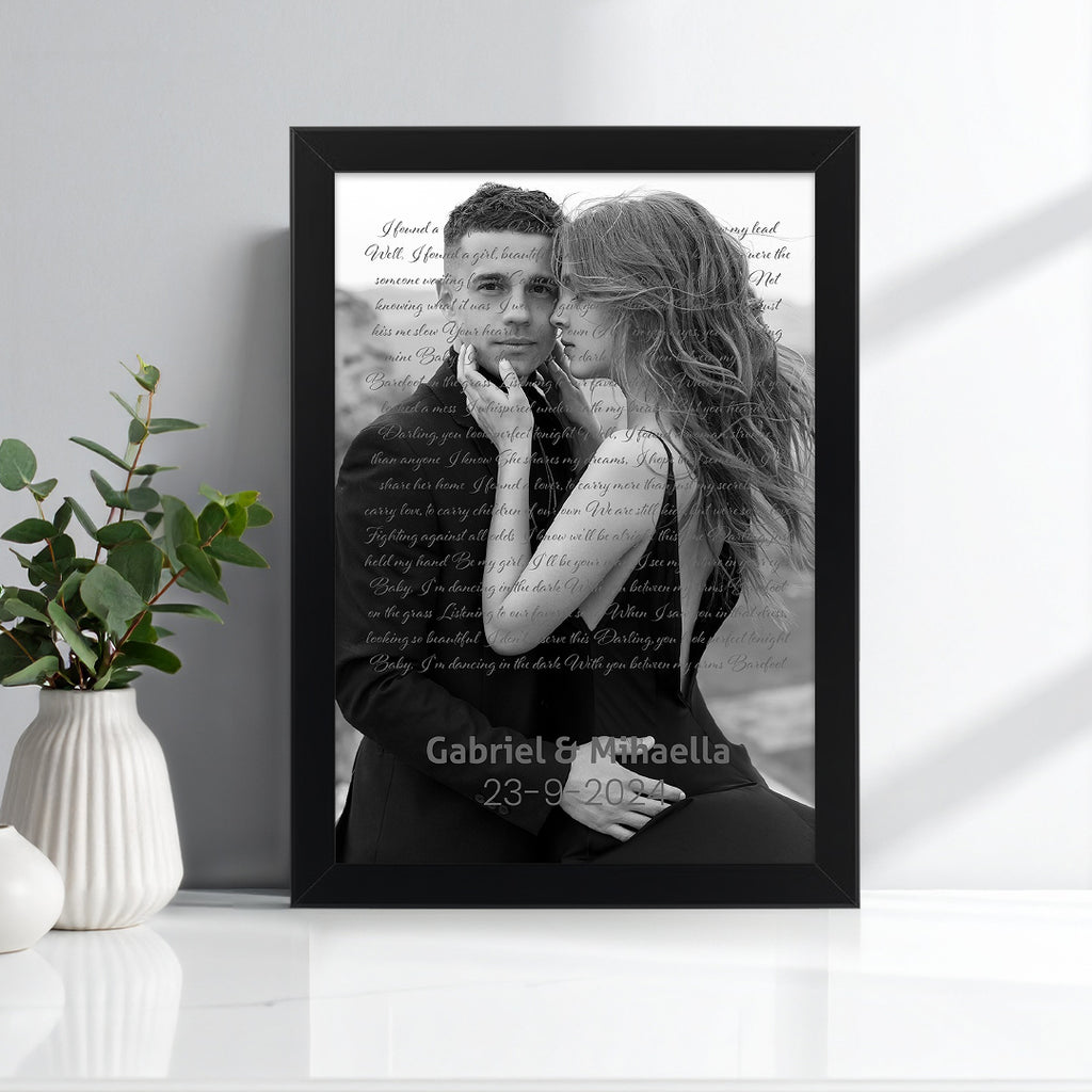 Tablou personalizat cu fotografie și text – Cadou romantic pentru cupluri și aniversări