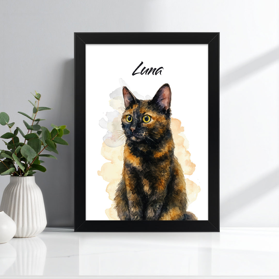 Tablou personalizat animal de companie cu efect acuarelă și nume