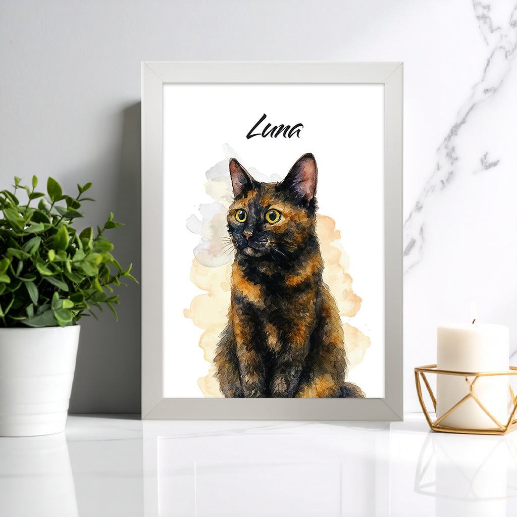 Tablou personalizat animal de companie cu efect acuarelă și nume