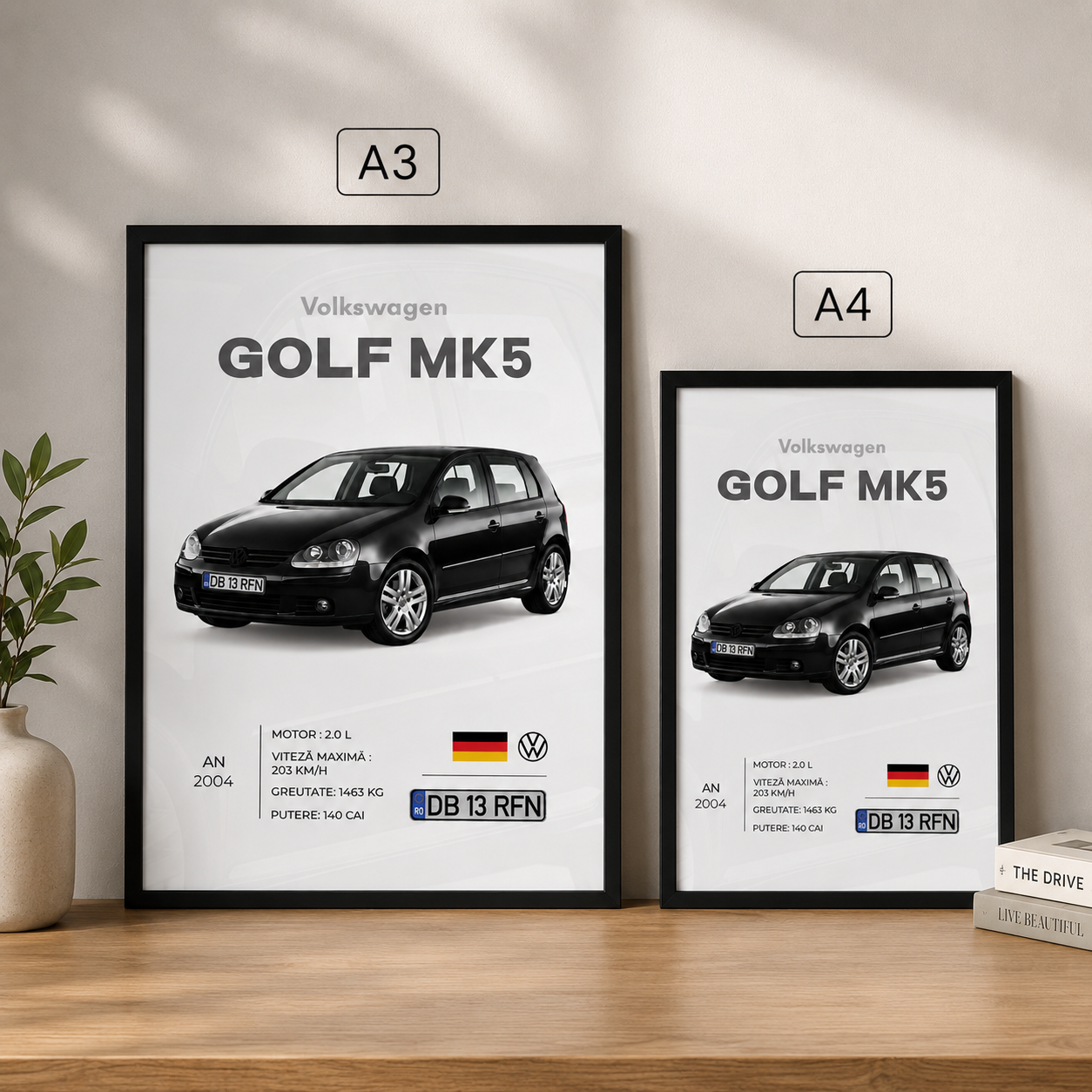 Tablou auto personalizat cu poză, număr și specificații mașină