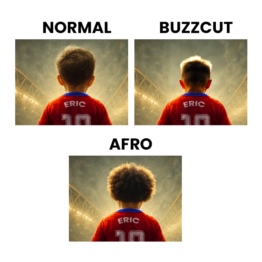 Tablou personalizat tată & fiu în tricouri de fotbal – Cadou artistic și emoționant