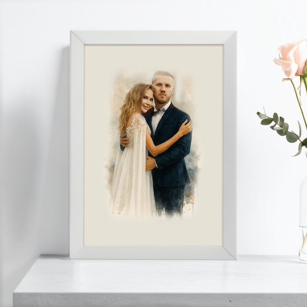 Tablou personalizat cu efect acuarelă – Cadou artistic pentru cupluri și familie