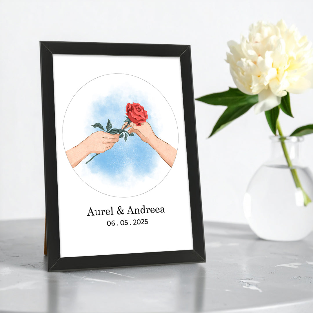 Tablou personalizat romantic cu trandafir – Cadou pentru cupluri și aniversări