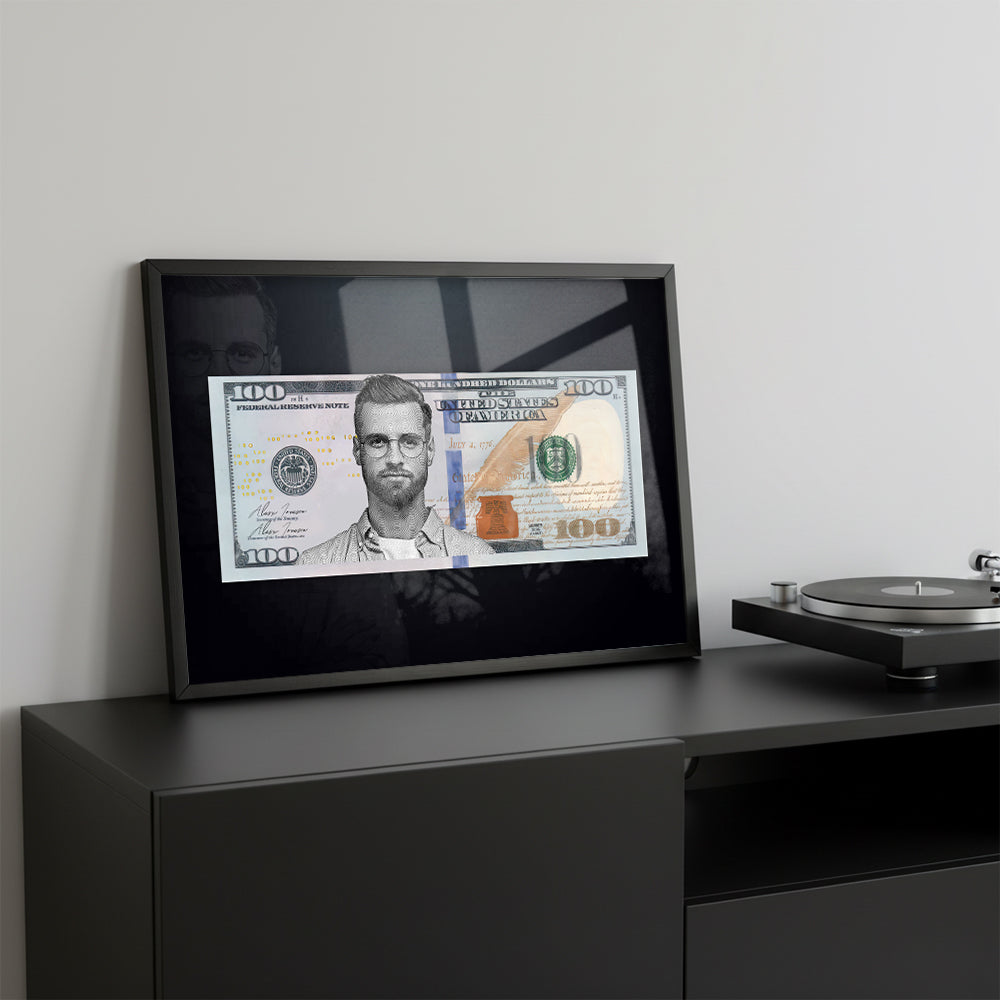 Tablou personalizat 100$ – Portretul tău pe bancnota de 100 de dolari | Cadou amuzant și original