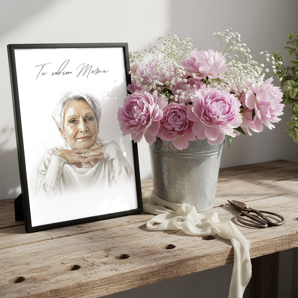 Tablou Personalizat Color — Portret Artistic „Te iubim, mama” 🎨💖