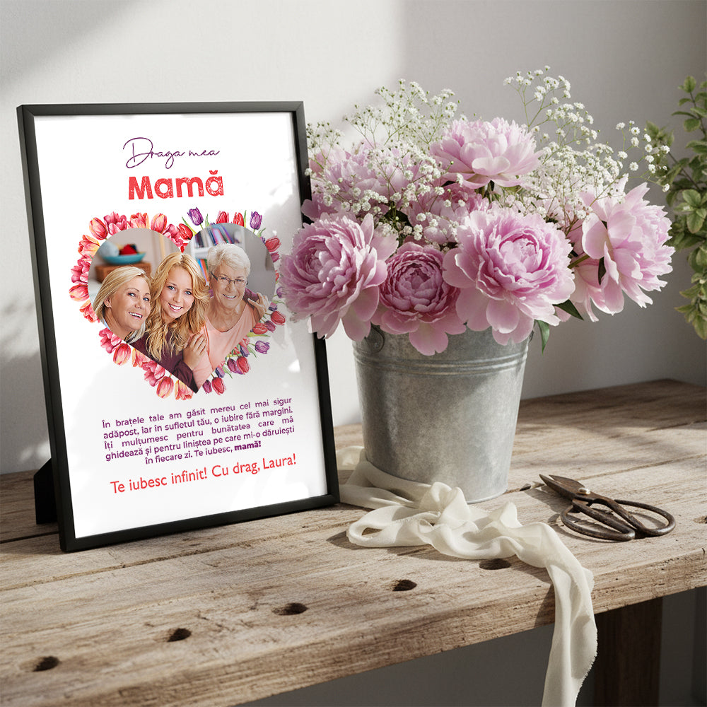 Tablou Personalizat cu Lalele — „Draga mea mama” 🌷❤️