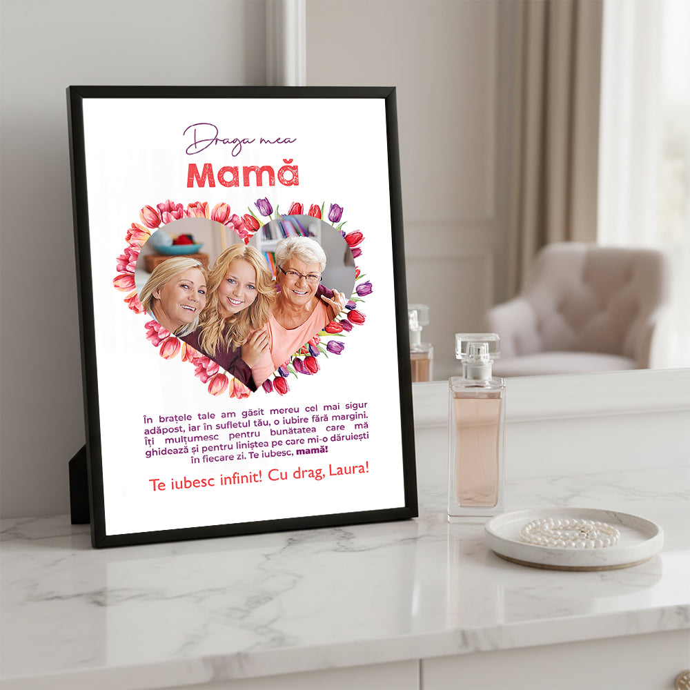 Tablou Personalizat cu Lalele — „Draga mea mama” 🌷❤️