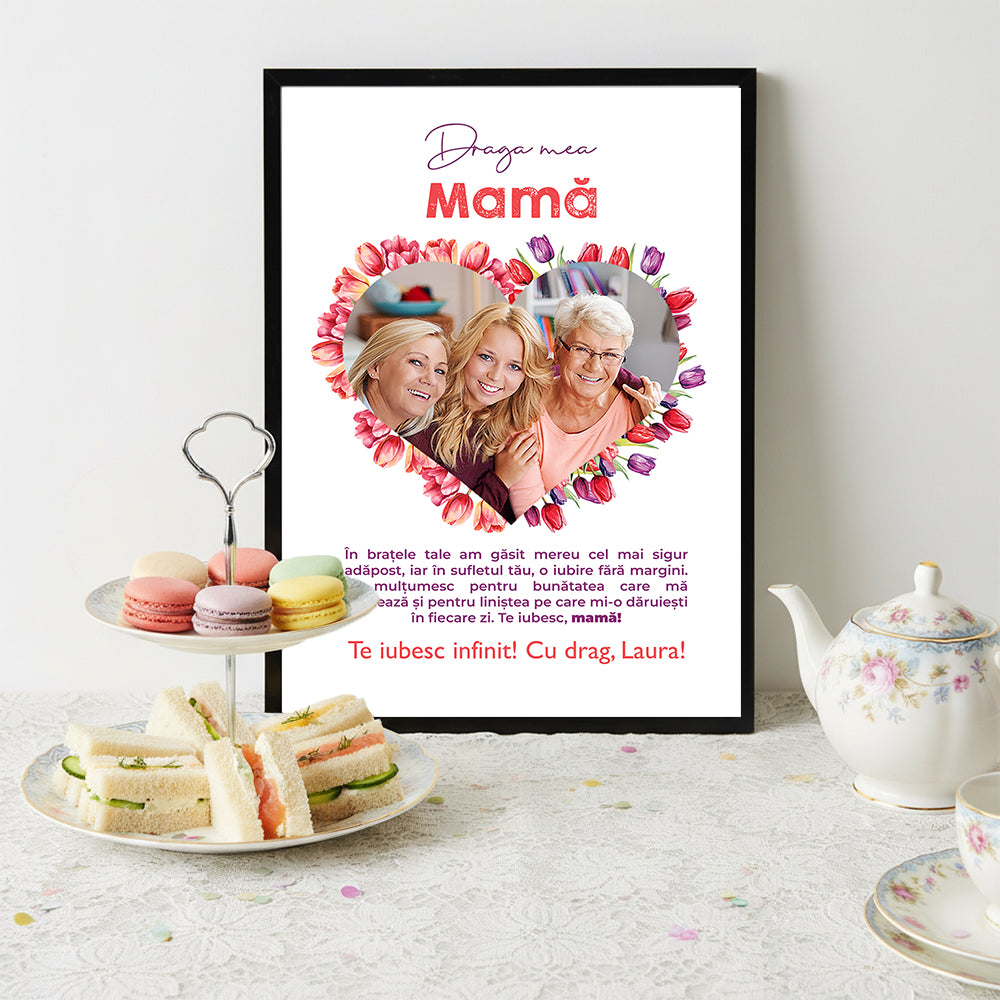 Tablou Personalizat cu Lalele — „Draga mea mama” 🌷❤️