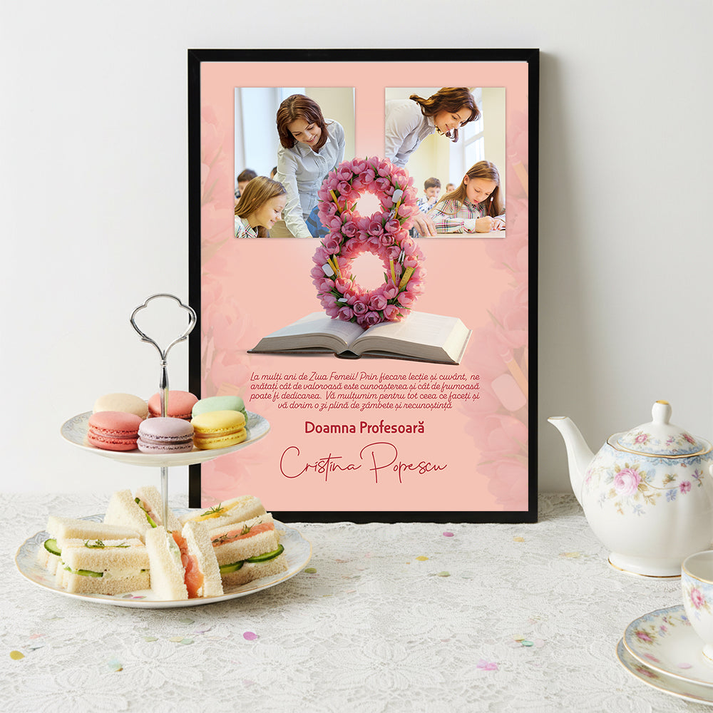 Tablou 8 Martie pentru Profesoară — Colaj Fotografii 📚🌷