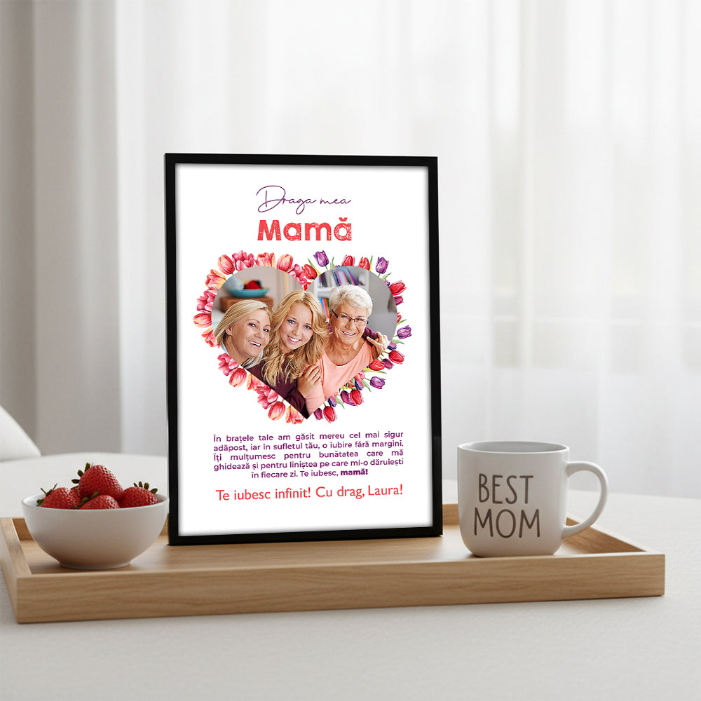 Tablou Personalizat cu Lalele — „Draga mea mama” 🌷❤️