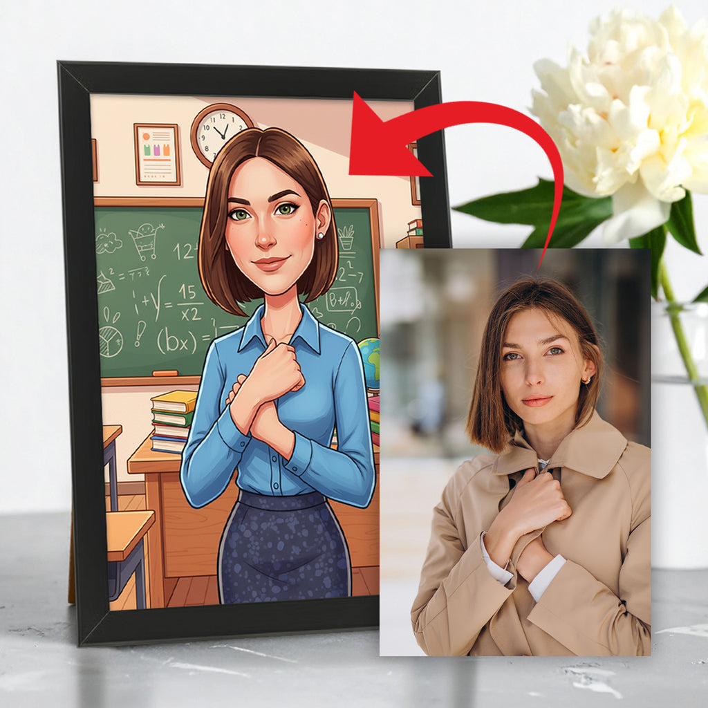 Tablou personalizat caricatură – Profesor | Cadou original și emoționant pentru cadre didactice și educatori