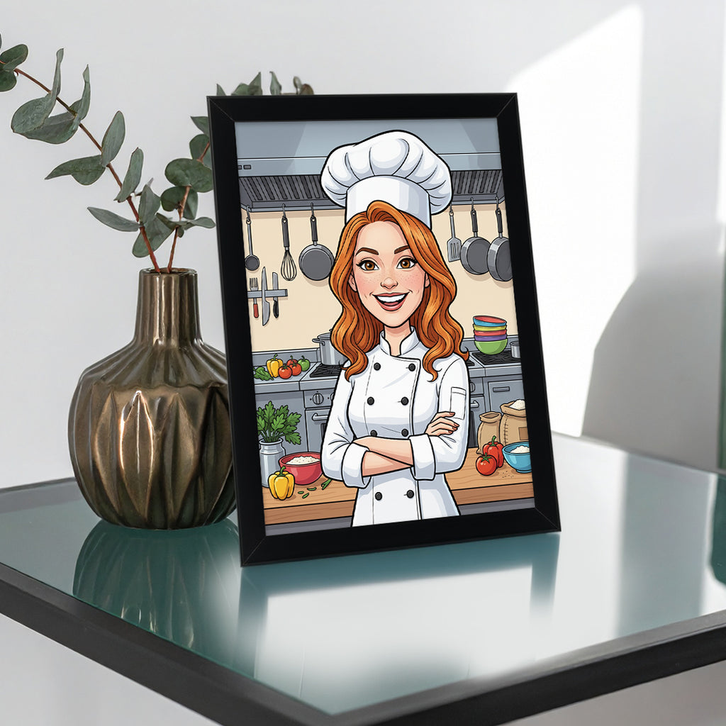 Tablou personalizat caricatură – Bucătar/șefă de echipă | Cadou original și amuzant pentru pasionații de gastronomie